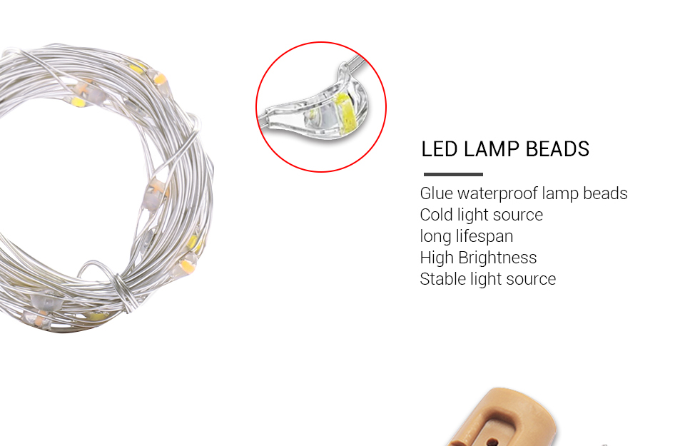 LED Wine Bottle Lights 2M 20LEDs Cork Shape Copper Wire Colorful Mini String Lights For Indoor Outdoor Wedding Christmas