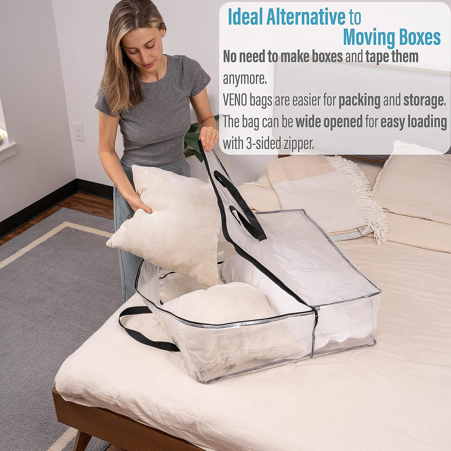 VENO 5 PACK MOVING BAGS, WREATH STORAGE BAG, GARLAND CONTAINER, MOVING AND PACKING SUPPLIES FOR COLLEGE. MOVING BOXES