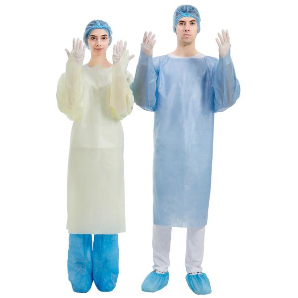 Buy cheap PP Coated PE Disposable CPE Gown Dustproof Long Sleeve With Thumb Hole from wholesalers