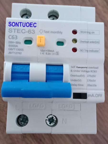 Buy cheap Din Rail Lighting Sontuoec 2P 63A RCBO Circuit Breaker from wholesalers