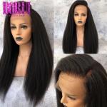 100% Virgin 360 Lace Frontal Wig Brazilian Yaki Straight Natural Black