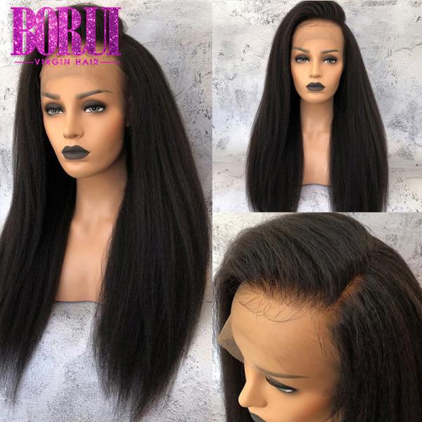 Buy cheap 100% Virgin 360 Lace Frontal Wig Brazilian Yaki Straight Natural Black from wholesalers