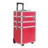 Buy cheap 3 in 1 Professional Red Pro Makeup Case With Trolley,Aluminum Trolley Makeup Case from wholesalers