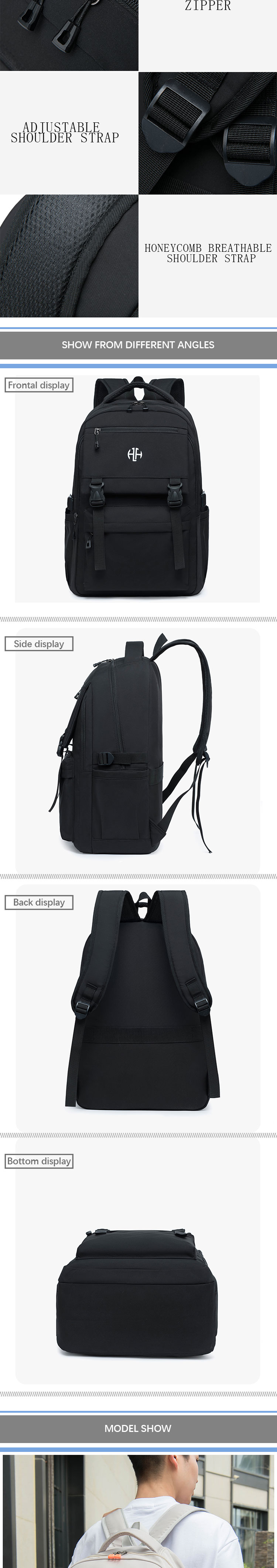 Unisex Laptop Backpacks For Business Travel USB Charging Customizable Pattern