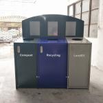 3 Compartment Steel Outdoor Trash Cans With Cover Lid Rustproof