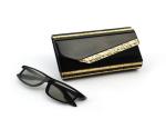 Fashion Ladies Envelope Clutch Bag , Small Size Black And Gold Clutch Bag