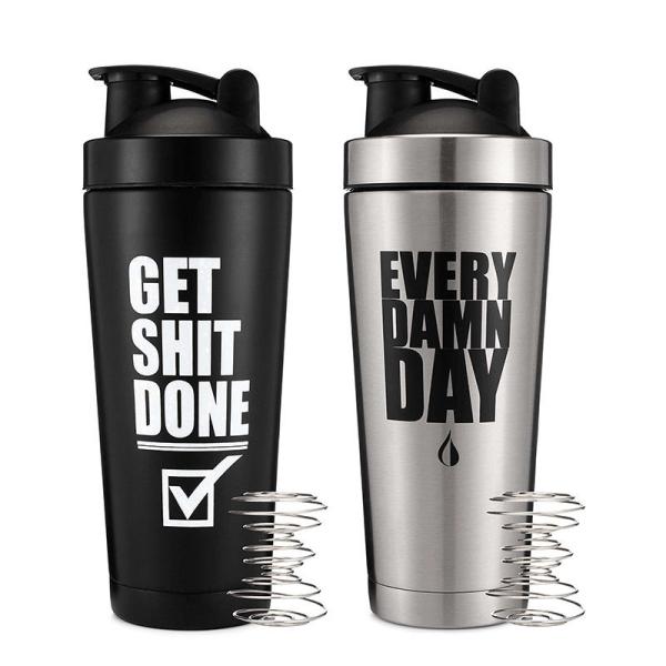 Buy cheap Custom Logo 750ml Shaker Cup Insulated Stainless Steel Water Bottles With Wire Whisk from wholesalers