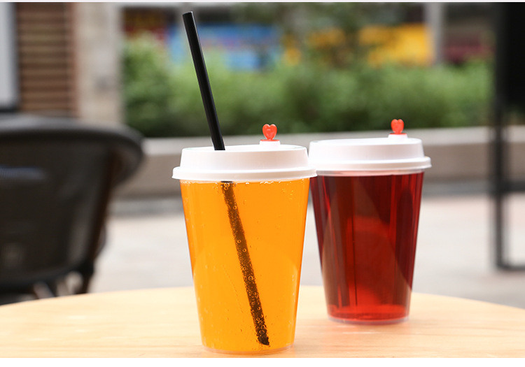 Custom Printed Plastic Cups With Dome Lid , Transparent Plastic Coffee Cup With Cap