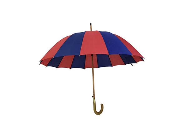 Buy cheap Lightweight Red Blue Wooden Handle Umbrella Wind Resistant Strong Sturdy from wholesalers