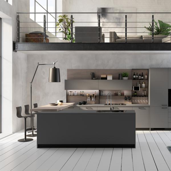 Buy cheap Black Built In Laminate PVC Kitchen Cabinets from wholesalers