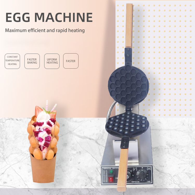 Making Bubble Waffle with Ball Waffle Maker Commercial Belgian Waffle Rotary Machine