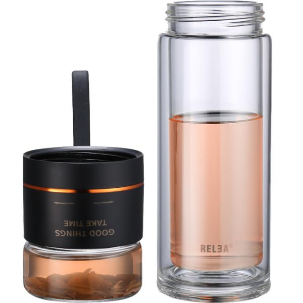Buy cheap Heatproof Double Glass Tea Bottle , 300ml Glass Water Bottle With Tea Infuser from wholesalers