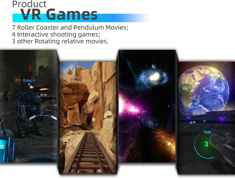 9D 2.5KW Game VR Simulator Pendulum Virtual Reality 360 Rotation Shooting