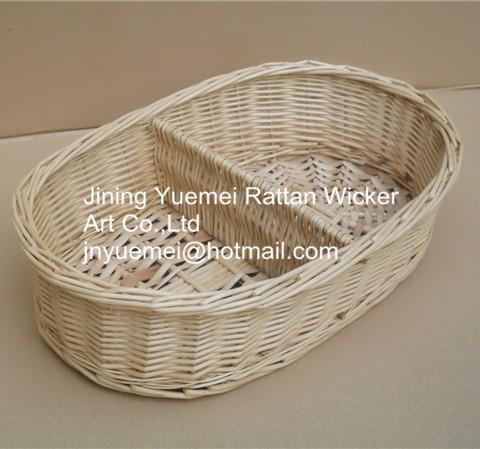 Buy cheap 2016 wicker makeup storage basket 2 partitions from wholesalers