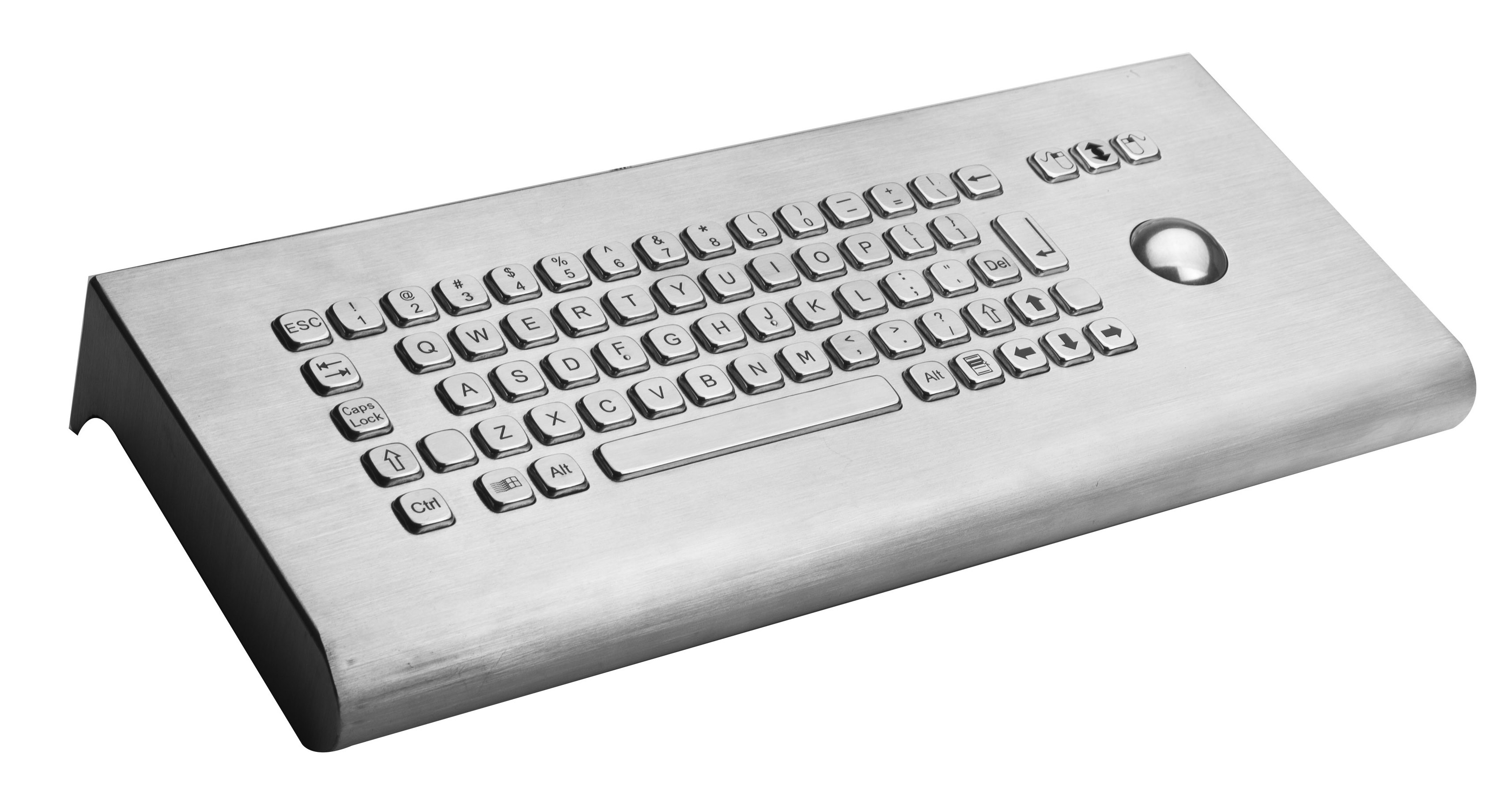 Dirt proof and waterproof dynamic metal kiosk keyboard with trackball mounting desk top