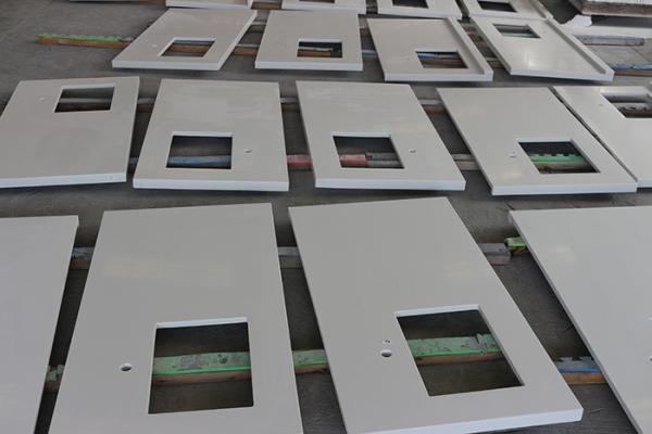 Buy cheap Aimerican Customized Counter Kitchen Tops Prefabricated White Artificial Quartz Stone from wholesalers