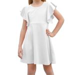 Girl's Flutter Sleeve Stretchy A-Line Swing Flared Skater Party Dress with