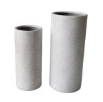 Size 1 30*30*60cm Marble Grey Cylinder-shaped Fiber Stone Flower Pot for Garden