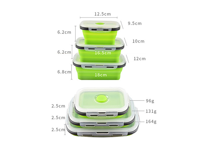 FDA silicone foldable lunch box silicone microwave lunch box portable silicone lunch box