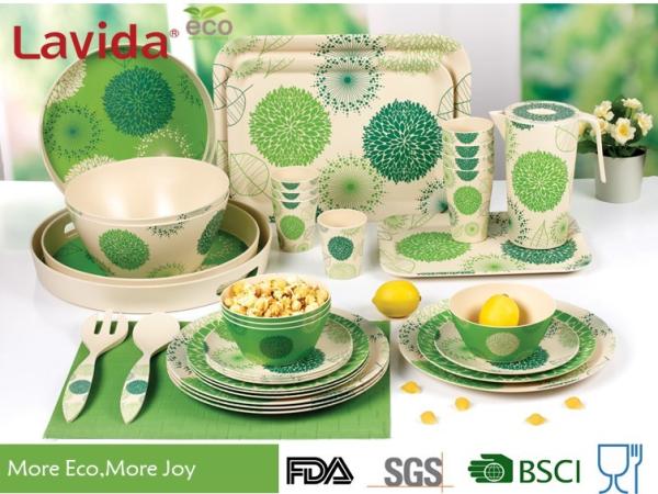 Buy cheap Green Color Bamboo Fiber Dinnerware , Waterproof Non - Odor Bamboo Fiber Dishes from wholesalers