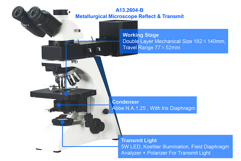 Optical Trinocular Head Metallurgical Optical Microscope High Precision A13.2604