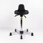 Black Polyurethane Ergonomic Stool Chair Small Backrest Space Saving