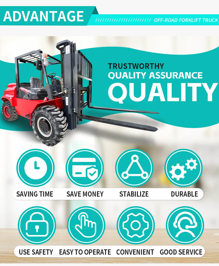 2 Meters Lifting Height Portable Electric Forklifts 4.5t Four-Wheel-Drive Off-Road Forklift