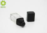 Flat Square Empty Clear Glass Foundation Bottle With Black Square Pump