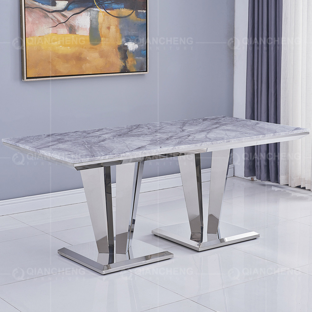 OEM Italian Living Room Furniture 36inch Stainless Steel Marble Dining Table