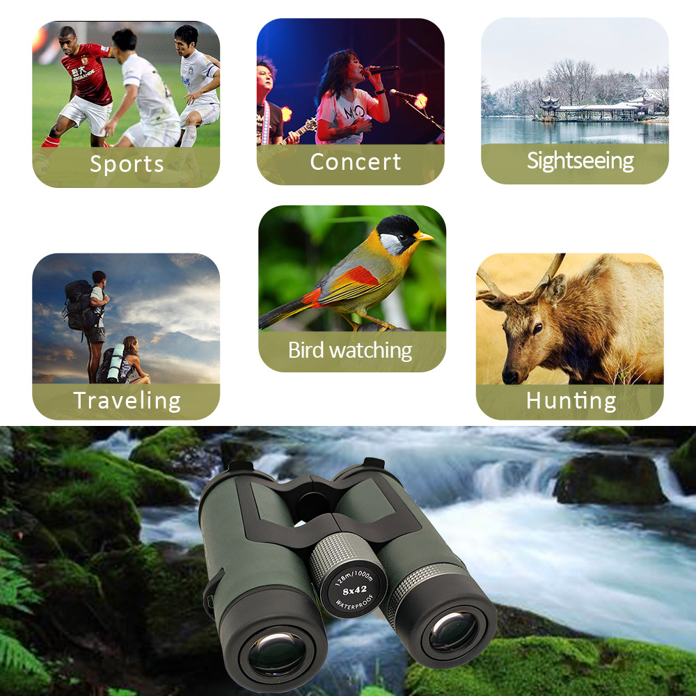 Waterproof 8x42 Roof Prism Binoculars For Hunting