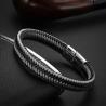 Buy cheap High Quality Leather and Stainless Steel Wire Braided wrap bangle Bracelet with magnetic clasp from wholesalers