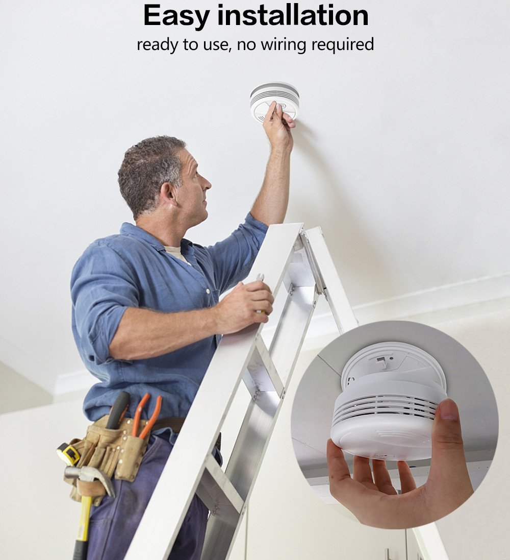 Tuya Smart Home Energy-saving Battery Power Supply Mobile App Push Wifi Smoke Detector