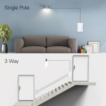 Voice Control White 3 Way Wifi Smart Dimmer Switch