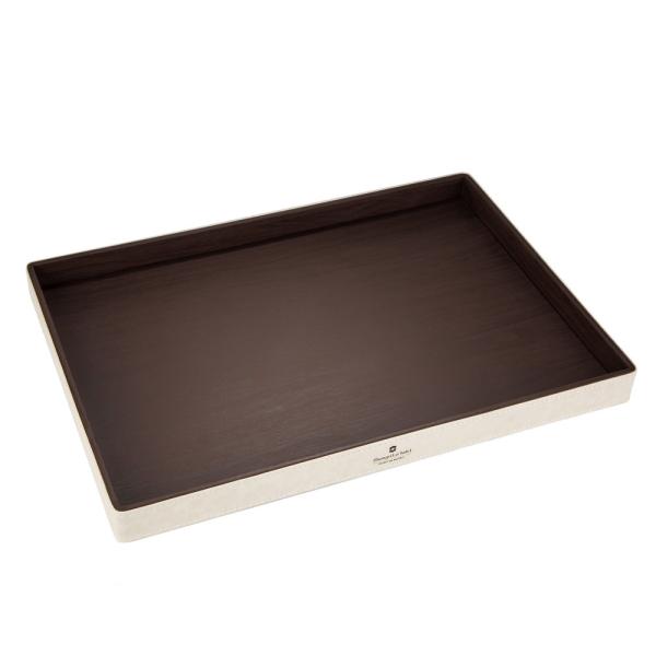 Buy cheap Endurable 400*300*30mm dark wooden brown pu leather serving tray for hotel suppliers from wholesalers
