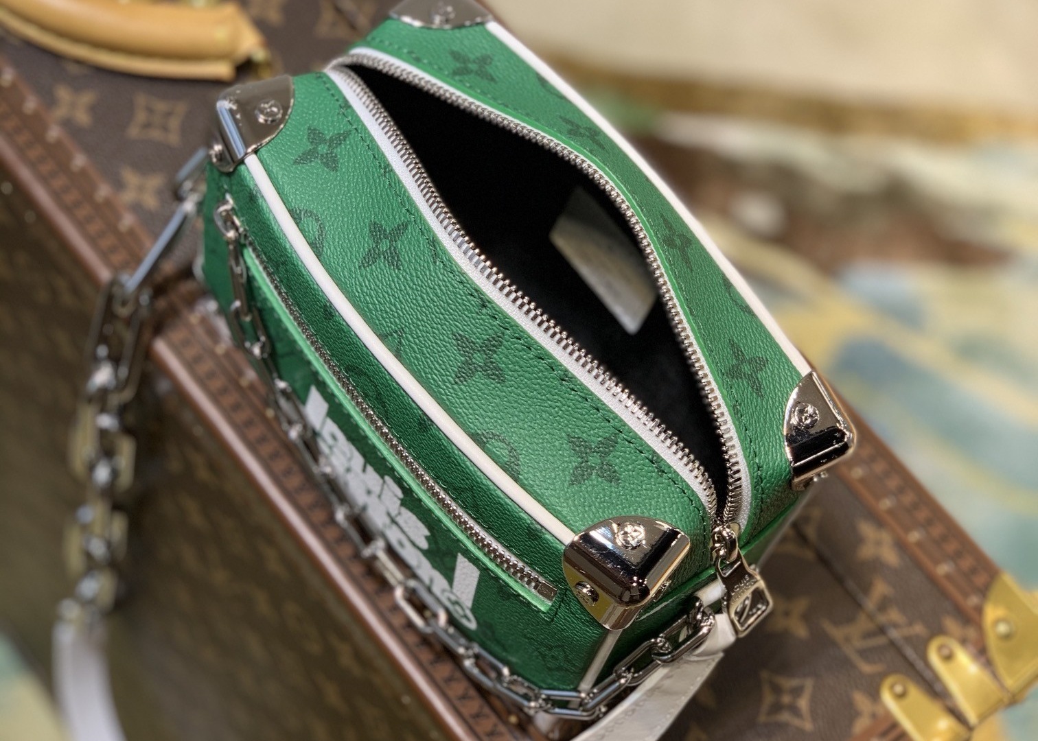 Mini Soft Trunk Chain Bag Monogram Carvas And Leather Luxury Cross-Body Bag Unique Letters Decrocation Box Bag