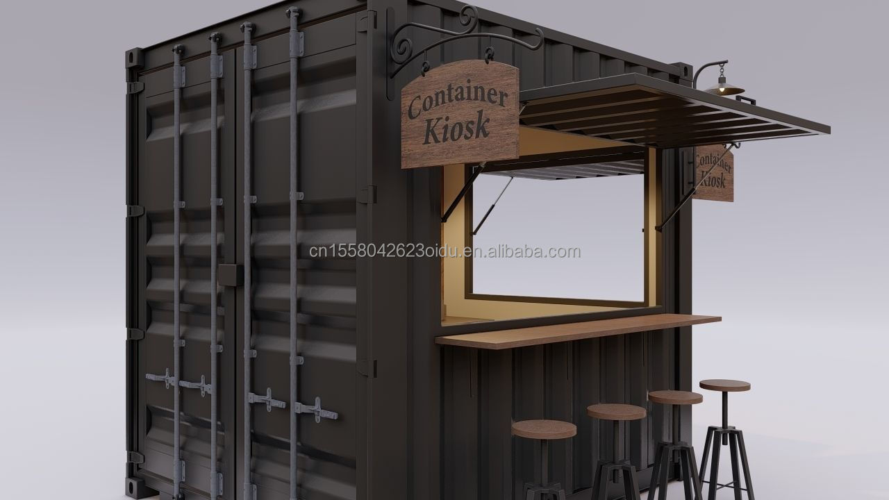Galvanized Steel Square Tubes Mini Popup Shop Mobile Container Coffee Bar Houses 10ft Container with 50mm Wall and 75mm Wall