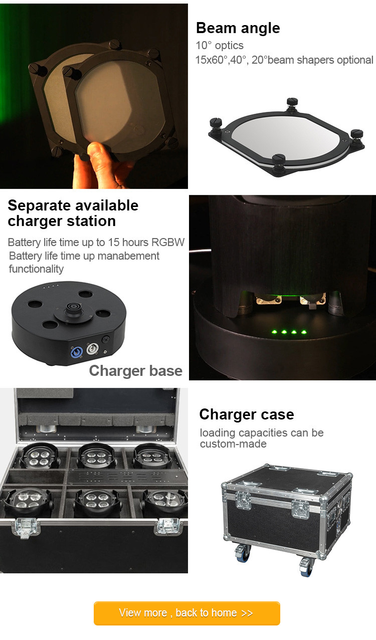 Rechargeable DMX Wireless Outdoor LED Par Light Battery Powered 4 In 1 RGBWAUV 4*12W With IR Controller