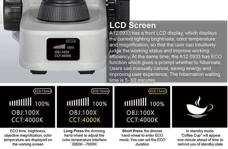 A12.0933 Opto Edu Trinocular Biological Microscope Lcd LED Laboratory ECO