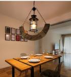 Industrial Wood Chandelier Creative Living Room Bar Dining Room Handing Lamp(WH