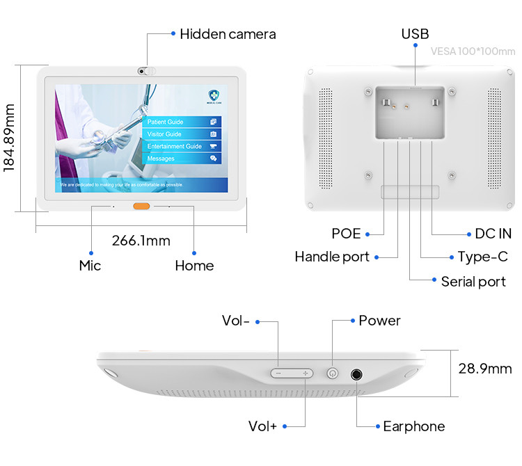 RK3288 POE Healthcare Android Tablet With 10.1 inch LCD Panel