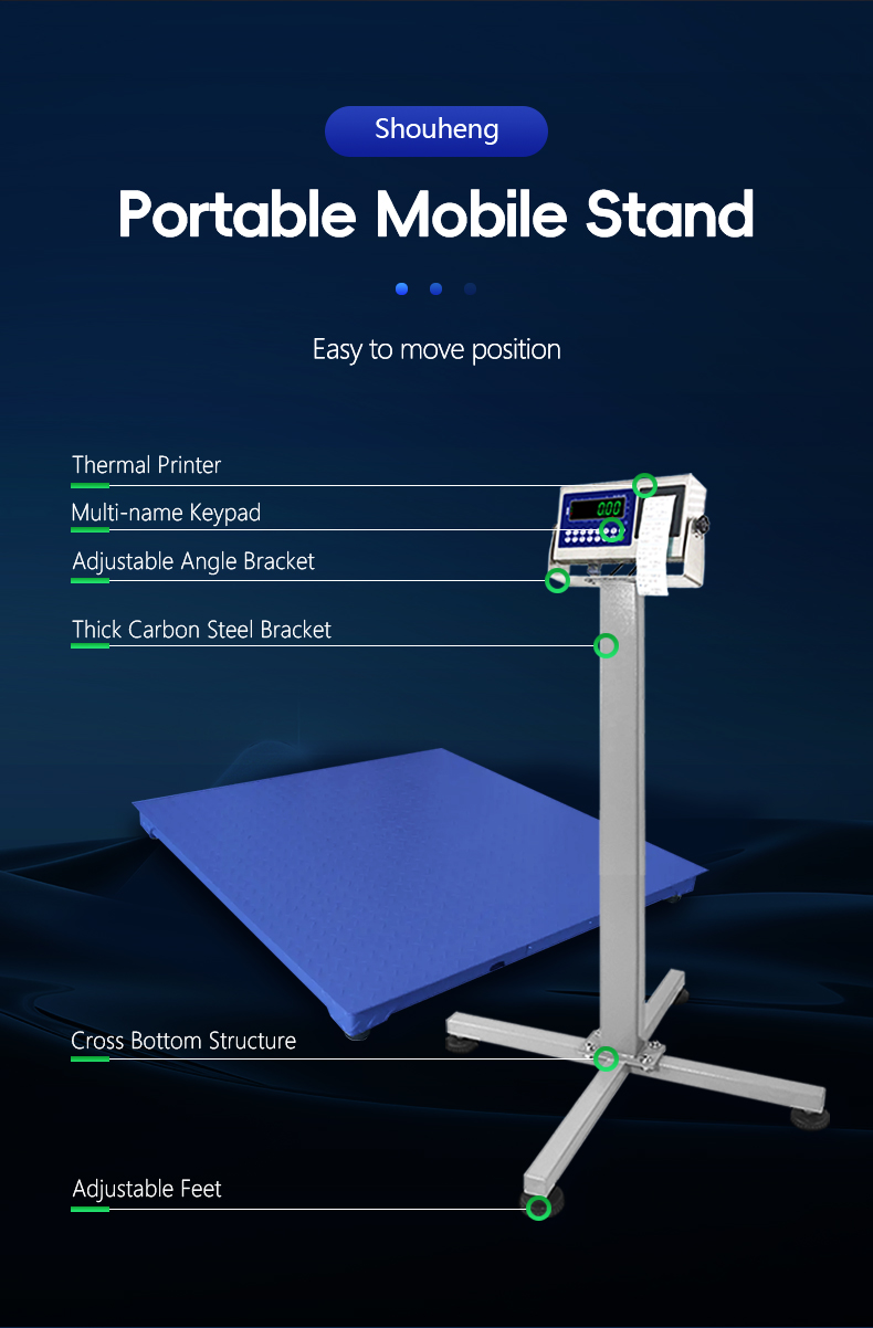 Industrial Platform Floor Scale with LED Display and Lithium 7.4V/4000mA Battery by Sohe