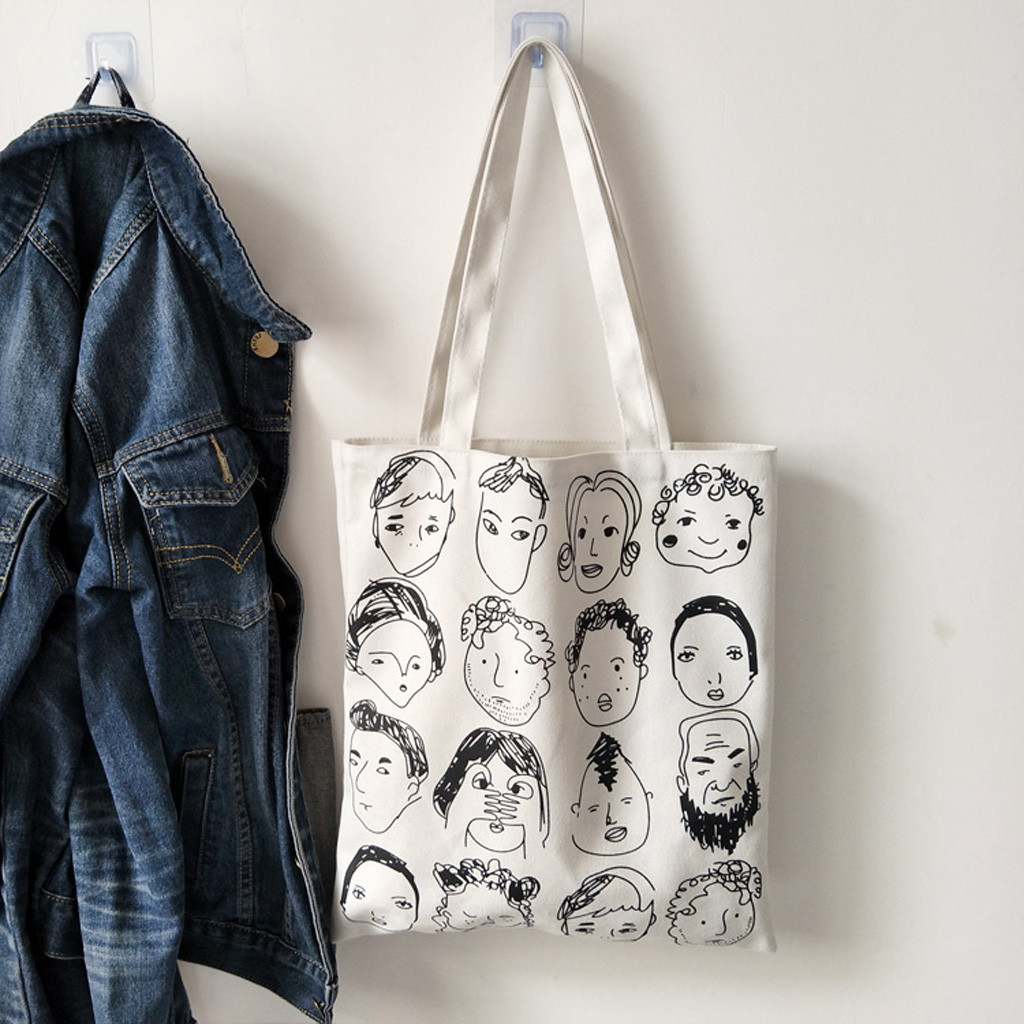2022 Factory Customize Reusable Shopping Bag Fashion Women Canvas Tote Printing Eco Shopper Bags Shoulder Bags handbag