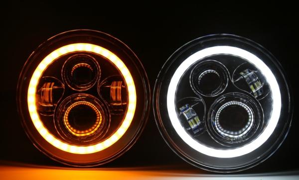 Buy cheap 1st generation angel eye Silver/Black bottom Round 7inch LED headlight 80W headlamp for jeep jk led driving headlights from wholesalers