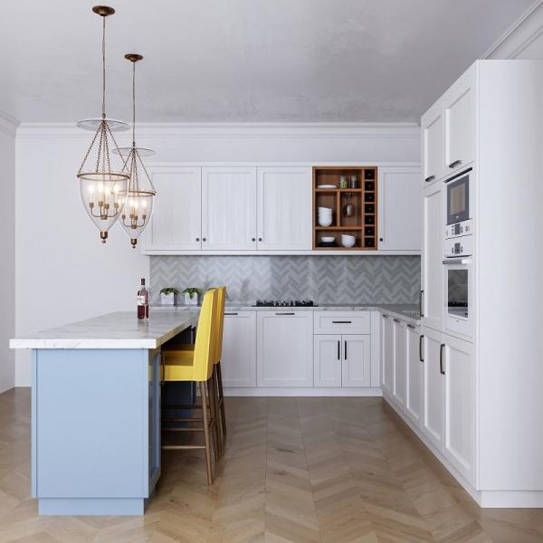 European Style Kitchen Modern Modular Kitchen Cabinets Blue Color Island And
