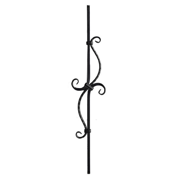 Matte Black Ornamental Iron Handrail Parts Banister Spindles For Courtyard