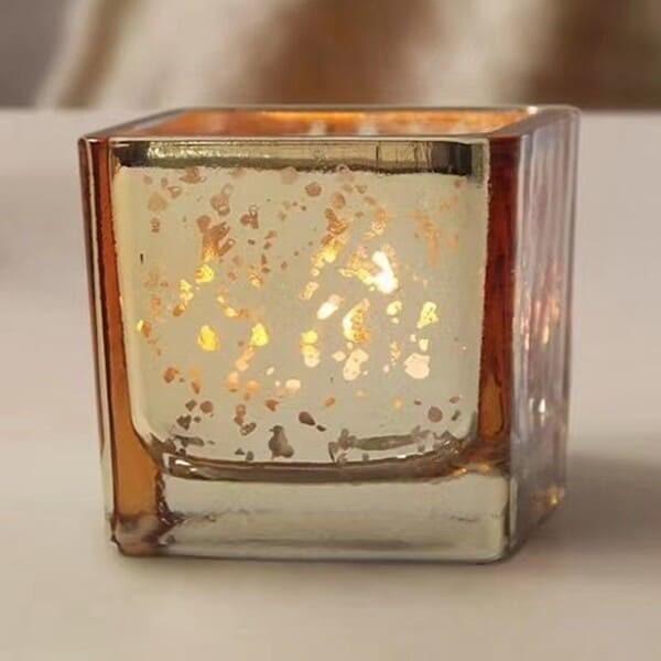 Buy cheap Square Gold Mercury Color Glass Candle Holder 2 Inch For Tealight Or Votive from wholesalers
