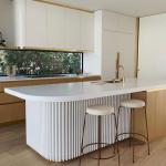 Custom Modern Eco-friendly Wood Grain Kitchen Cabinet with Marble Countertop for