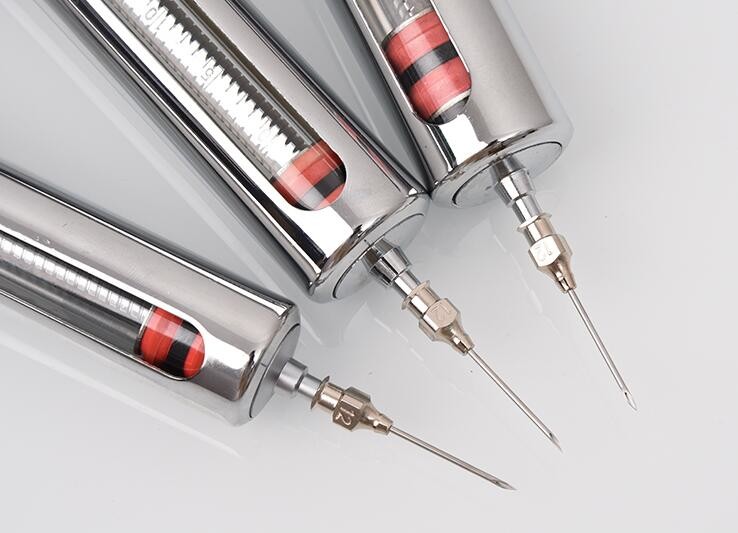 Copper 10ml Veterinary Metal Syringe Gun 13cm Animal Vaccination