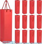 Package Thick Kraft Paper Wine Tote Gift Bags For 1 Bottle, Sturdy Paper Wine
