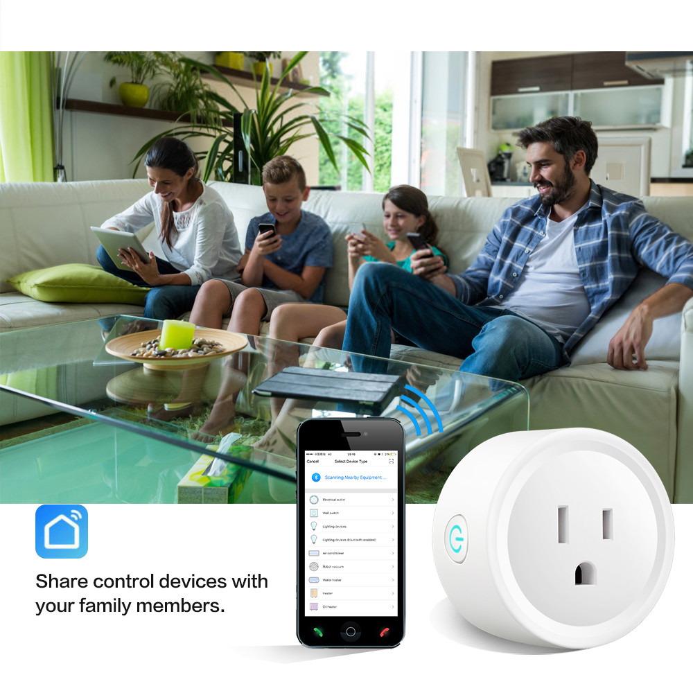 Us Standard Tuya Smart Life Amazon Alexa Wifi Wireless Us Mini Wifi Smart Plug